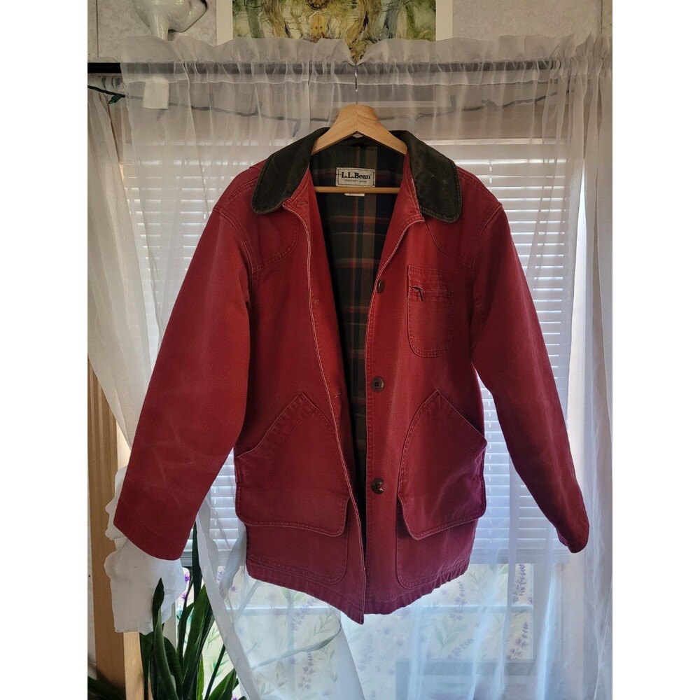 Vintage L.L.Bean PrimaLoft Barn Chore Coat Womens Medium Red Flannel Lined - Picture 15 of 15